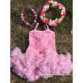 2014 new rosette baby girls petti dress pettidress pink with halo and necklace